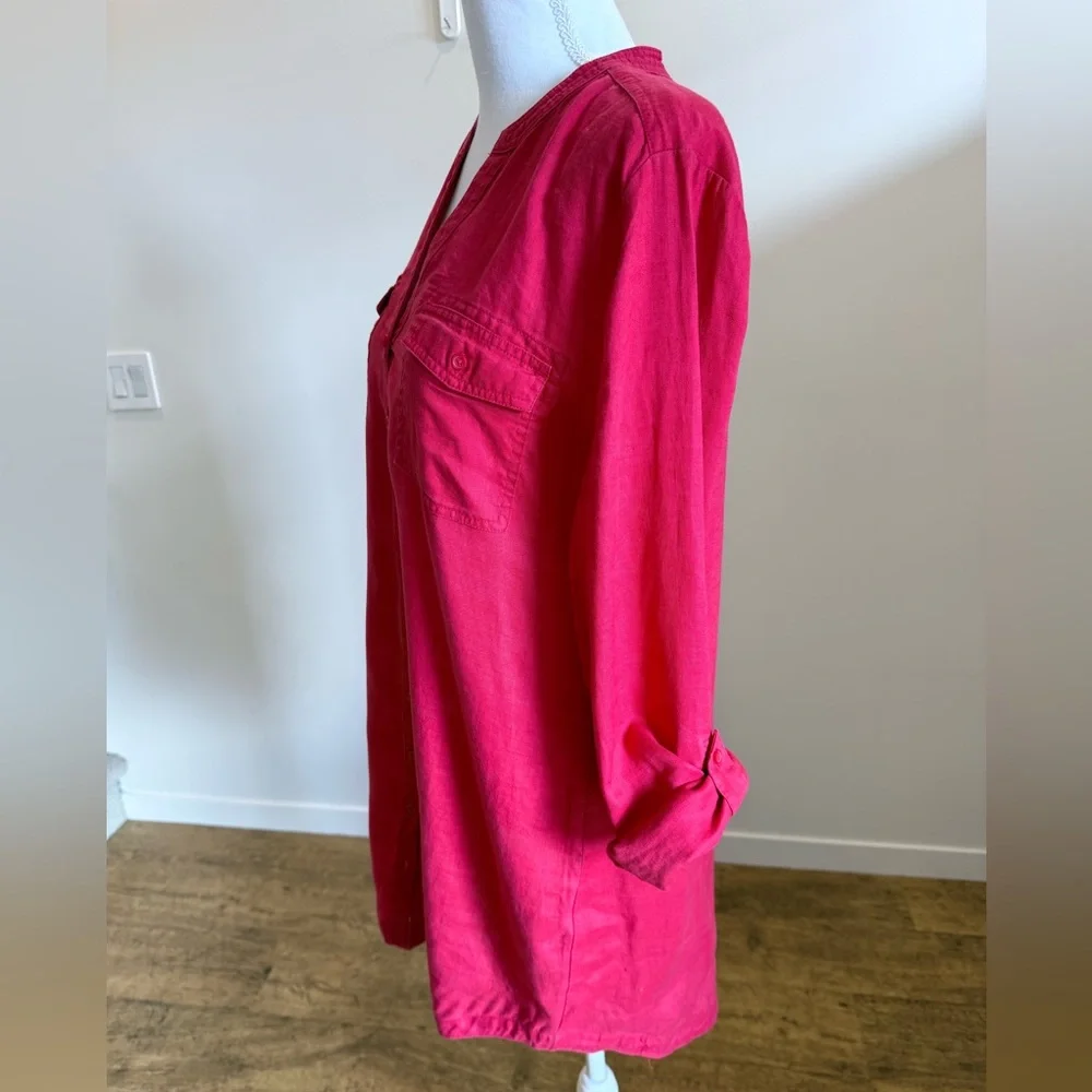 Lady Hathaway 100% Linen Button Down Shirt Summer Capsule Wardrobe size Large - Picture 3 of 9